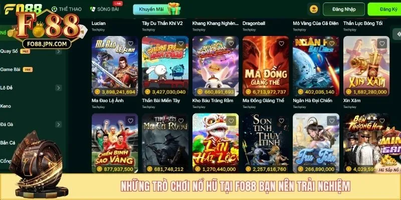 Những trò chơi nổ hũ tại FO88 bạn nên trải nghiệm