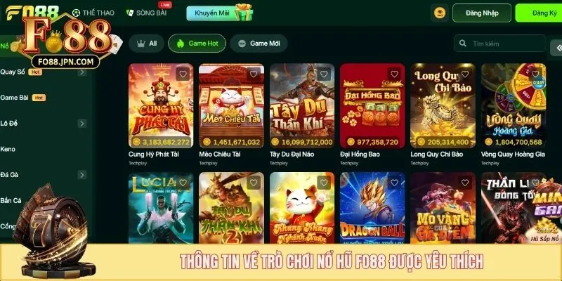 Thông tin về trò chơi nổ hũ FO88 được yêu thích